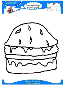 Çocuklar İçin Hamburger Boyama Sayfaları 